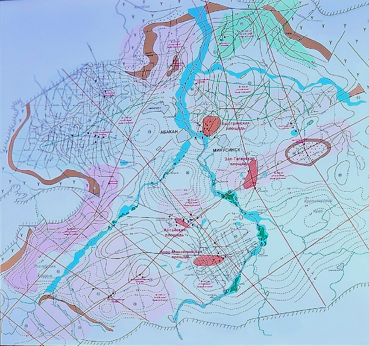 Карта газоносных площадей Минусинской котловины самая современная
