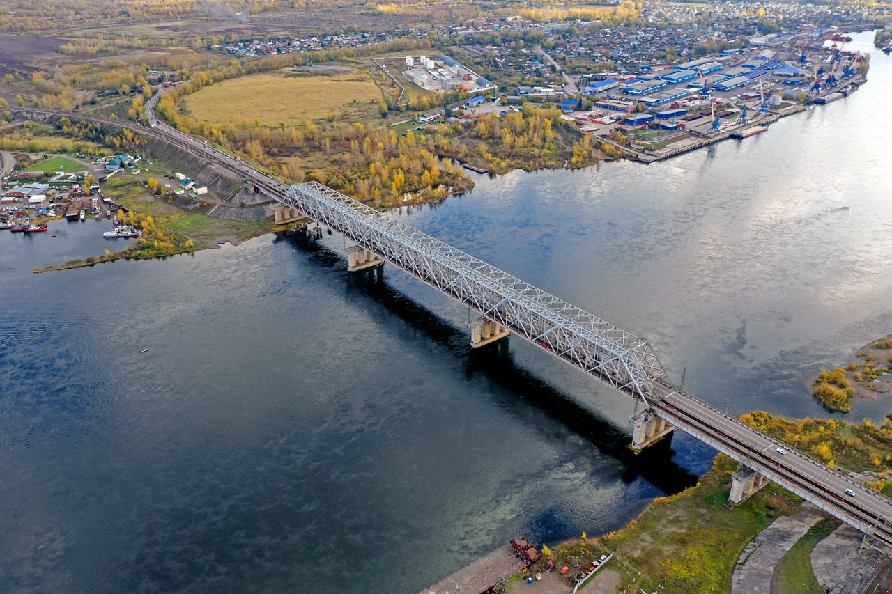 Мост 777 Коркинский в Красноярске - вид сверху