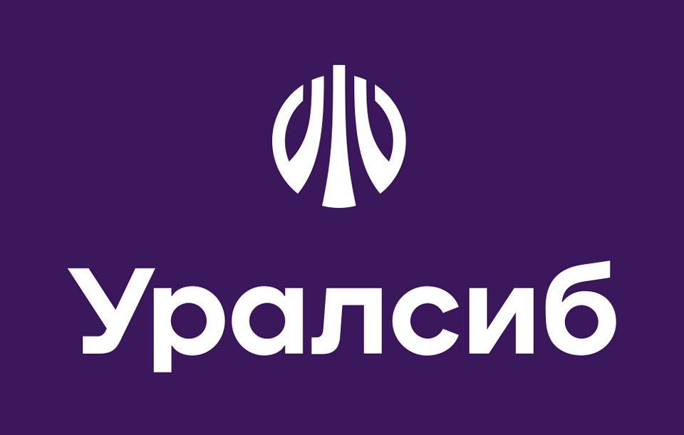 Банк Уралсиб логотип на пурпурном фоне обычный